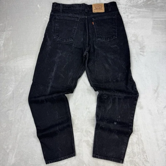Vtg 90s Levi's 550 Black Orange Tab Jeans USA 38x32‎ (36x32) Grunge Tapered Fit